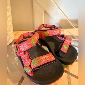 Infant Teva Pink Floral Strap Sandals